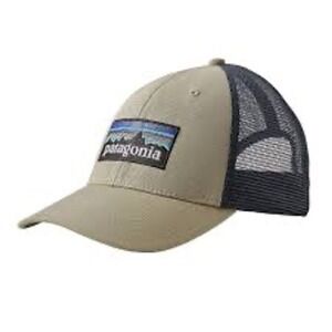 Patagonia p-6 logo trucker hat gray tan adjustable casual one size